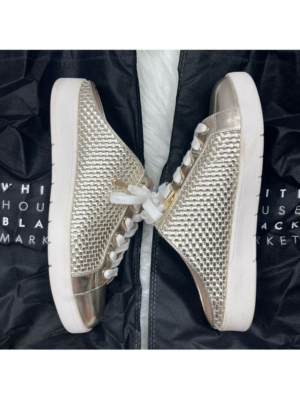White House Black Market Gold Metallic Mule Sneakers Size 8 - Picture 6 of 11